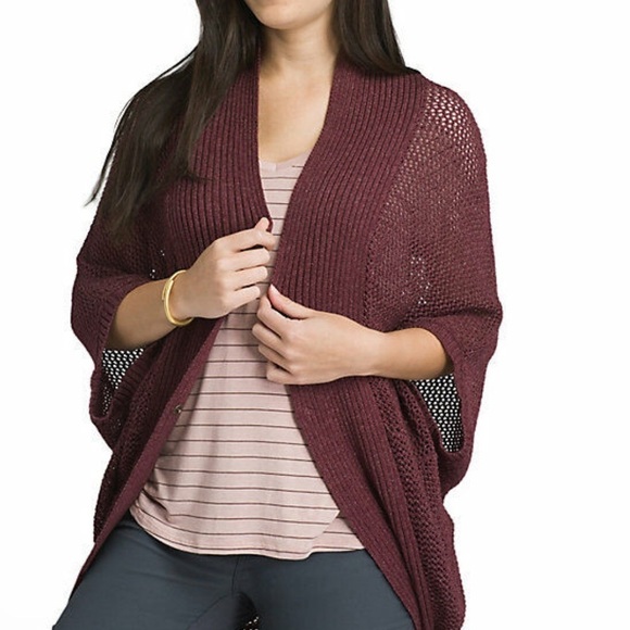 prAna NWT Women's Black Cherry Heather LIMA Cardigan Sweater, Size - Picture 2 of 5